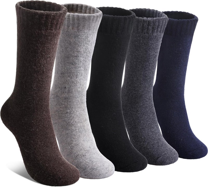 LINEMIN Wool Socks for Women Winter Warm Hiking Thick Warm Cozy Boot Crew Gift Socks 5 Pairs - Image 1